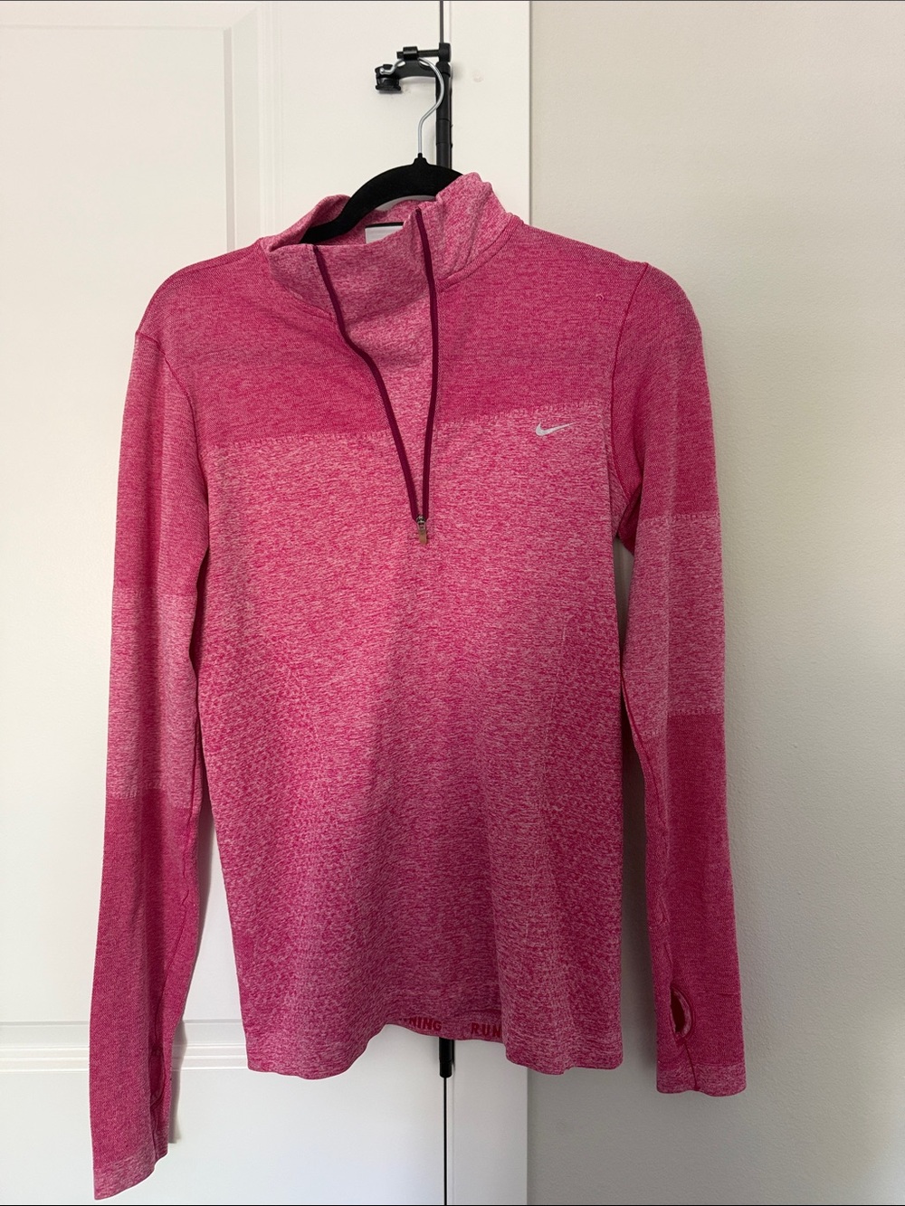 Nike Women's Pink Heather Quarter-Zip Turtleneck Pullover